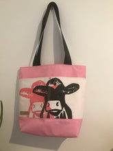 Load image into Gallery viewer, Frisian Cow Design | Beach/shopping/library Bag Pink/ white |