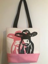 Load image into Gallery viewer, Frisian Cow Design | Beach/shopping/library Bag Pink/ white |