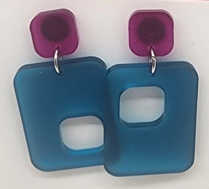 Skitty Kitty | Earrings 4 | Holley Earrings - Frosted teal / crimson