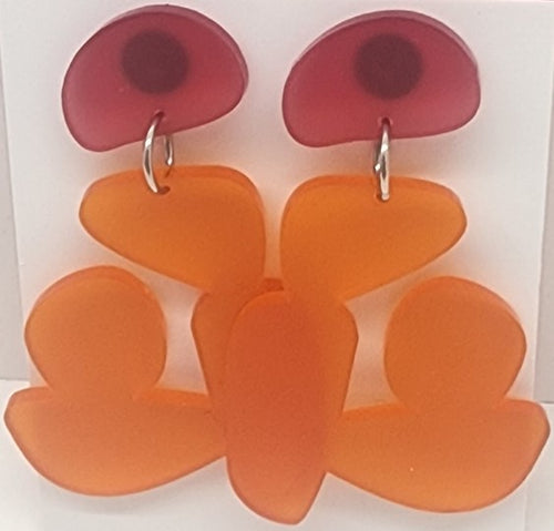 Skitty Kitty | Earrings 2 | Chatty Earrings - Frosted Orange / Red