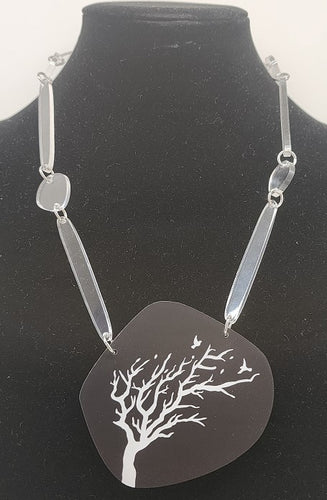 Skitty Kitty | Necklace 14 | Blown Away Neckpiece - Black White Etch