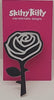 Skitty Kitty | Brooch 3 | Rose on stem Brooch - Black white etch