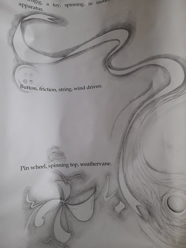 Heidi  Smith | Drawing | Expanded book drawing series 1-8 1. Whirligig, a toy, a spinning top