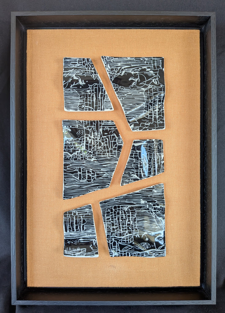 Fenja T. Ringl | Printmaking | Wood Charcoal Sample B (orange). Unique state, framed