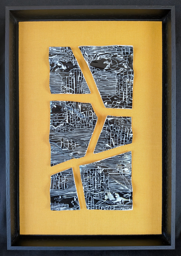 Fenja T. Ringl | Printmaking | Wood Charcoal Sample B (yellow). Unique state, framed