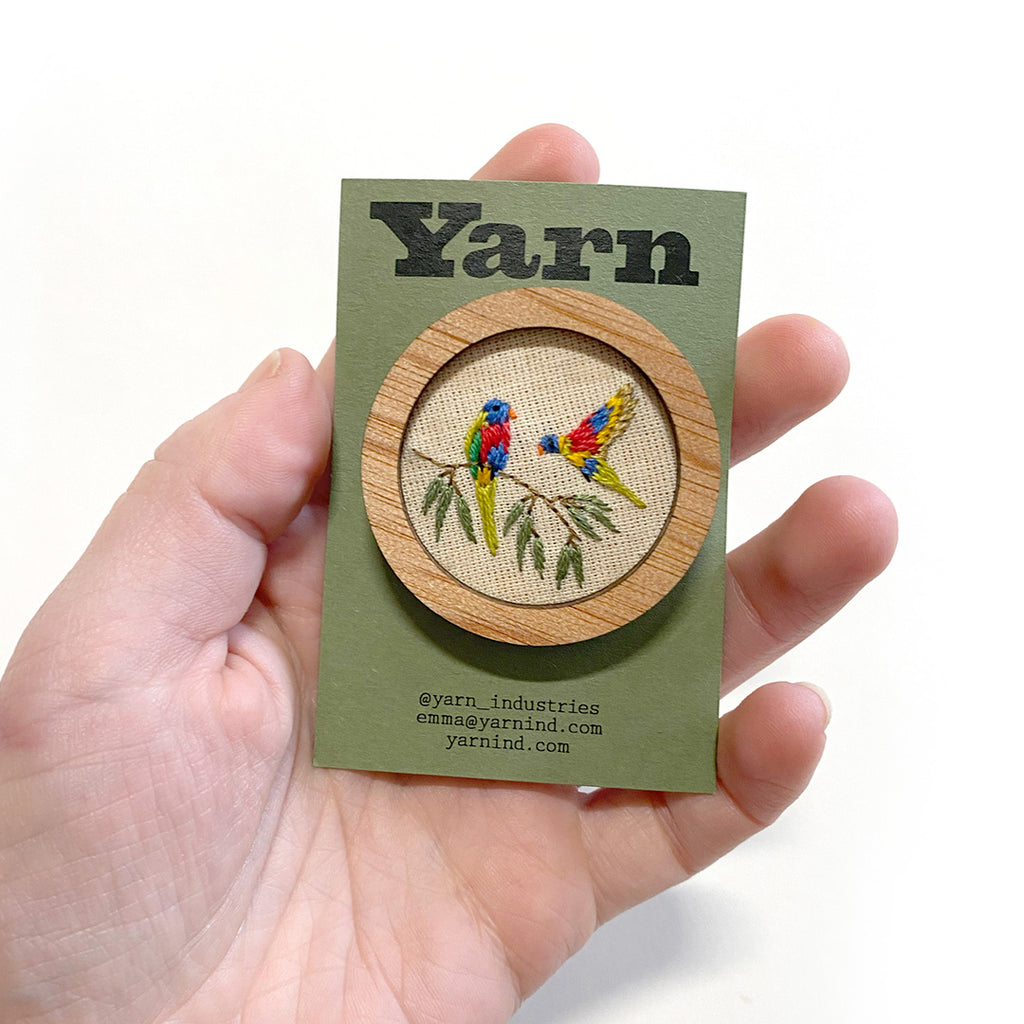 Yarn Industries | Embroidered Brooch-Pendant - Lorikeet |