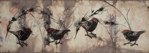 Jo Hollier | Printmaking | Red Browed Finches I